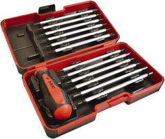Felo - 13 Piece, 1/4" Drive Screwdriver Bit Set - #1 to #3 Phillips, 3 to 6mm Hex, T6 to T40 Torx, #1, #2 & #3 Pozidriv, 5/32, 7/32 & 1/4" Slotted - USA Tool & Supply