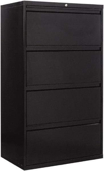 ALERA - 30" Wide x 53-1/4" High x 19-1/4" Deep, 4 Drawer Lateral File - Steel, Black - USA Tool & Supply