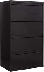 ALERA - 30" Wide x 53-1/4" High x 19-1/4" Deep, 4 Drawer Lateral File - Steel, Black - USA Tool & Supply