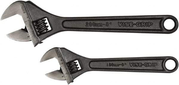 Irwin - 2 Piece, 6" to 8", Adjustable Wrench Set - Inch Measurement Standard, Black Finish - USA Tool & Supply