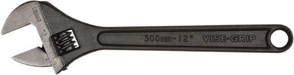 Irwin - 1-1/2" Jaw Capacity, 12" Standard Adjustable Wrench - Chrome Vanadium Steel, Black Finish - USA Tool & Supply