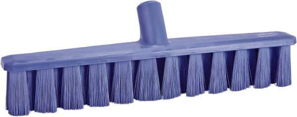 Vikan - 15.25" Combo Duty Polyester Push Broom - 1-7/8" Bristle Length, Plastic Block, European Threaded Handle Connection, Handle Sold Separately - USA Tool & Supply