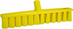 Vikan - 15.25" Fine Particle Polyester Push Broom - 1-7/8" Bristle Length, Plastic Block, European Threaded Handle Connection, Handle Sold Separately - USA Tool & Supply