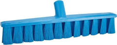 Vikan - 15.25" Fine Particle Polyester Push Broom - 1-7/8" Bristle Length, Plastic Block, European Threaded Handle Connection, Handle Sold Separately - USA Tool & Supply