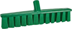 Vikan - 15.25" Fine Particle Polyester Push Broom - 1-7/8" Bristle Length, Plastic Block, European Threaded Handle Connection, Handle Sold Separately - USA Tool & Supply