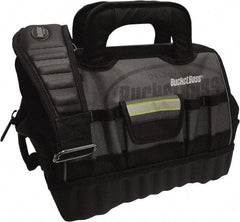 Bucket Boss - 14 Pocket Gray & Black Polyester Tool Bag - 14" Wide x 10" Deep x 11" High - USA Tool & Supply