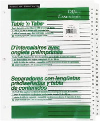 Office Essentials - 11 x 8 1/2" A to Z Label, 26 Tabs, 3-Hole Punched, Preprinted Divider - White - USA Tool & Supply