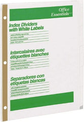 Office Essentials - 11 x 8 1/2" 1 to 5" Label, 5 Tabs, 3-Hole Punched, Customizable Divider - White - USA Tool & Supply