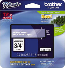 Brother - 3/4" Wide x 314.4" Long, Clear Plastic/Paper Tape Cassette - For Label Maker - USA Tool & Supply