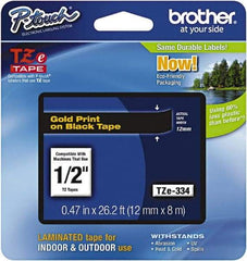 Brother - 1/2" Wide x 314.4" Long, Black Plastic/Paper Tape Cassette - For Label Maker - USA Tool & Supply