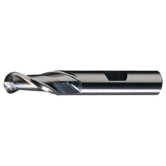 ‎3/16″ Dia. × 3/8″ Shank × 1/2″ DOC × 2-3/8″ OAL, HSS TiN, Spiral , 2 Flute, CW Helix, Weldon, Ballnose End Mill