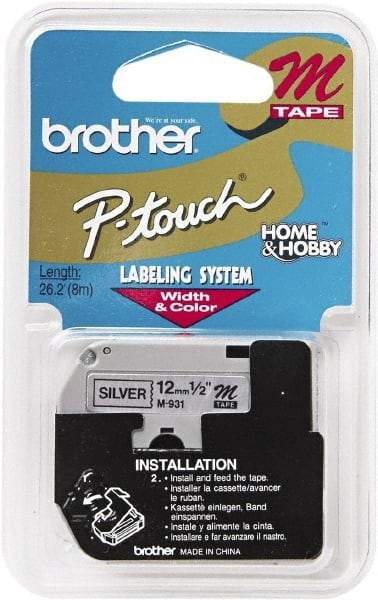 Brother - 1/2" Wide, Silver Tape Cassette - For Label Maker - USA Tool & Supply