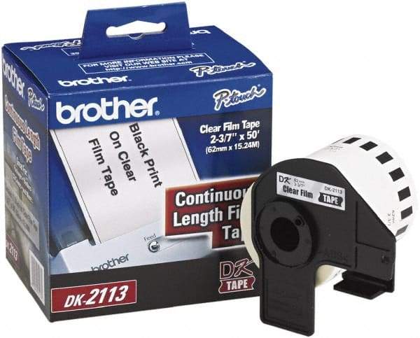 Brother - 2-7/16" Wide x 600" Long, Clear Film Tape Cassette - For Label Maker - USA Tool & Supply