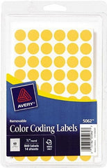 AVERY - 1/2" Wide x 1/2" Long, Neon Orange Paper Color Coding Labels - For Handwrite Only - USA Tool & Supply