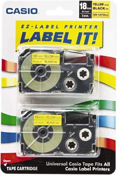 Casio - 312" Long, Yellow Tape Cassette - For Label Maker - USA Tool & Supply