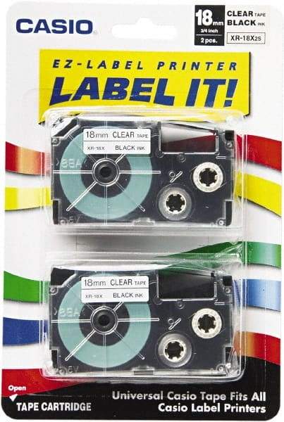 Casio - 312" Long, Clear Tape Cassette - For Label Maker - USA Tool & Supply