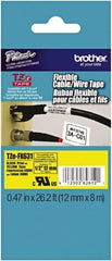 Brother - 1/2" Wide, Yellow Tape Cassette - For Label Maker - USA Tool & Supply