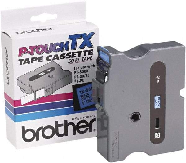 Brother - 1" Wide x 600" Long, Blue Tape Cassette - For Label Maker - USA Tool & Supply