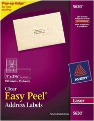 AVERY - 1" Wide x 2-5/8" Long, Clear Paper Shipping Label - For Laser Printers - USA Tool & Supply