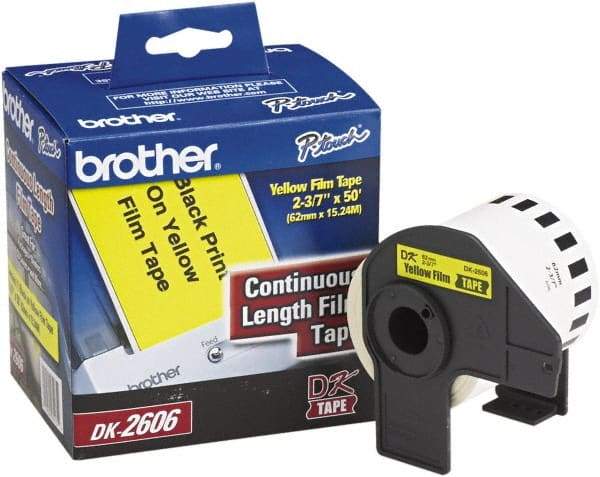 Brother - 2.4286" Wide x 600" Long, Yellow Film Label Tape - For PC Label Printers - USA Tool & Supply