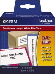 Brother - 2.4" Wide x 600" Long, White Film Label Tape - For PC Label Printers - USA Tool & Supply