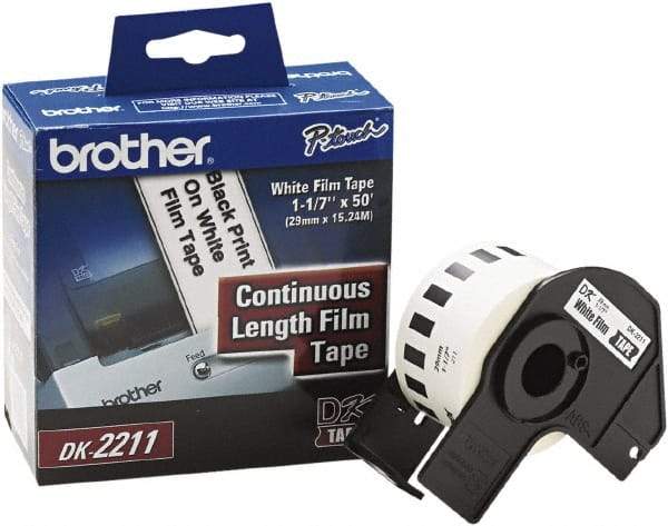 Brother - 1-3/32" Wide x 600" Long, White Film Label Tape - For PC Label Printers - USA Tool & Supply