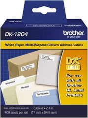 Brother - 0.66" Wide x 2-7/64" Long, White Paper Multi-Purpose Label - For PC Label Printers - USA Tool & Supply