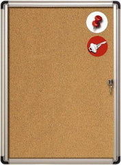 MasterVision - 28" Wide x 38" High Enclosed Cork Bulletin Board - Aluminum Frame, Tan & Aluminum - USA Tool & Supply