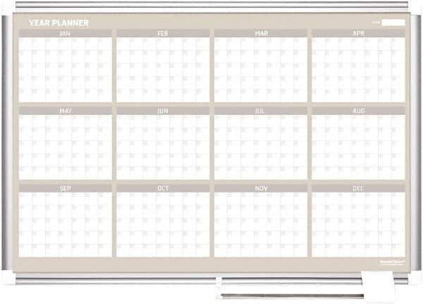 MasterVision - 36" High x 36" Wide Magnetic Dry Erase Calendar - Steel - USA Tool & Supply