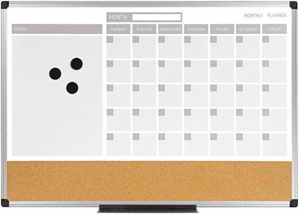 MasterVision - 18" High x 24" Wide Combination, Bulletin/Magnetic Dry Erase Calendar - Steel - USA Tool & Supply