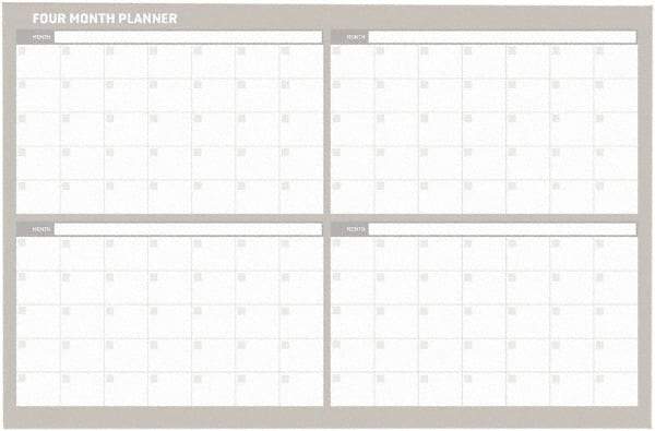 MasterVision - 24" High x 36" Wide Magnetic Dry Erase Calendar - Steel - USA Tool & Supply