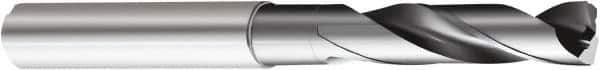 Sandvik Coromant - 3/16" 150° Spiral Flute Solid Carbide Screw Machine Drill Bit - Multilayer TiAlN Finish, Right Hand Cut, 1.1024" Flute Length, 2.5984" OAL, Standard Point, Straight Shank, Through Coolant - USA Tool & Supply