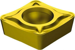 Sandvik Coromant - CCMT32.52 UM Grade 1525 Carbide Turning Insert - TiCN/TiN Finish, 80° Diamond, 3/8" Inscr Circle, 5/32" Thick, 1/32" Corner Radius - USA Tool & Supply