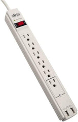 Tripp-Lite - 6 Outlets, 120 VAC15 Amps, 6' Cord, Power Outlet Strip - Floor, Keyhole Mount, 5-15 NEMA Configuration, 13" Strip - USA Tool & Supply