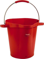 Vikan - 5 Gal, 18" High, Polypropylene Round Red Single Pail with Pour Spout - Handle Included, 15.4mm Top Length x 18.9" Top Width x 18.9" Top Diam - USA Tool & Supply