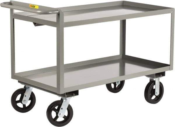 Little Giant - 2,000 Lb Capacity, 30" Wide x 53-1/2" Long x 30" High Shelf Cart - 2 Shelf, Steel, 2 Rigid/2 Swivel Casters - USA Tool & Supply