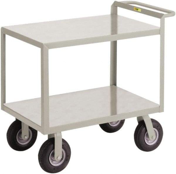 Little Giant - 1,200 Lb Capacity, 24" Wide x 53-1/2" Long x 34" High Shelf Cart - 2 Shelf, Steel, 2 Rigid/2 Swivel Casters - USA Tool & Supply