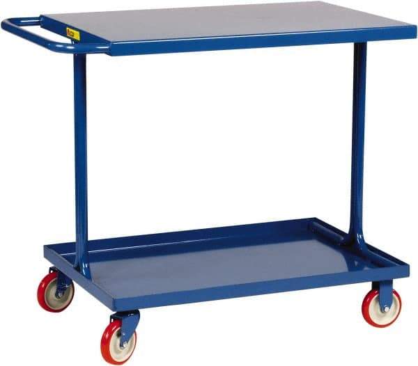 Little Giant - 600 Lb Capacity, 18" Wide x 37-1/2" Long x 35" High Shelf Cart - 2 Shelf, Steel, 2 Rigid/2 Swivel Casters - USA Tool & Supply