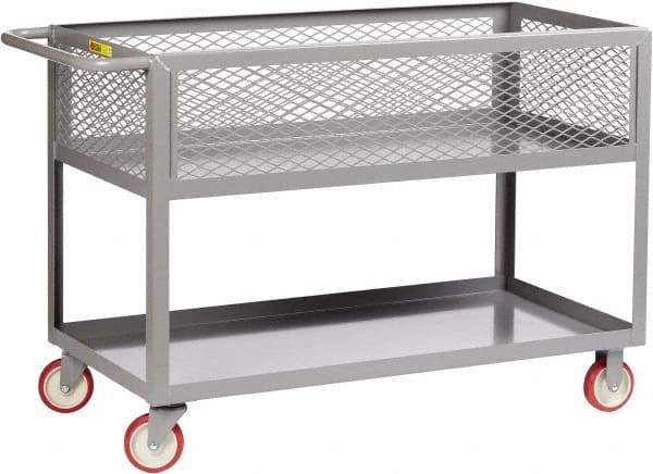 Little Giant - 1,200 Lb Capacity, 18" Wide x 35-1/2" Long x 35" High Deep Shelf Cart - 2 Shelf, Steel, 2 Rigid/2 Swivel Casters - USA Tool & Supply