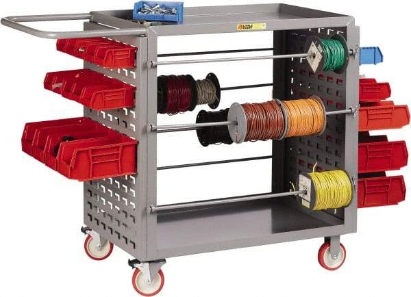 Little Giant - 24" Wide x 54-1/4" Long x 41-1/2" High Wire Spool Cart - 2 Shelf, Steel, 2 Rigid/2 Swivel Casters - USA Tool & Supply