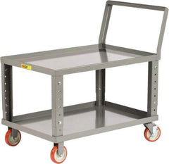 Little Giant - 1,200 Lb Capacity, 24" Wide x 39" Long x 37-1/2" High Heavy Duty Service Cart - 2 Shelf, Steel, 2 Rigid/2 Swivel Casters - USA Tool & Supply