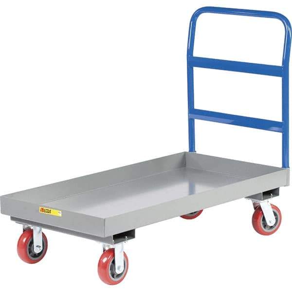 Little Giant - 3,600 Lb Capacity Steel Platform Truck - Steel Deck, 24" OAW, 48" Platform Length, Polyurethane Casters - USA Tool & Supply