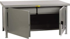 Little Giant - 72 Wide x 36" Deep x 34" High, 7 Gauge Steel Workbench - Fixed Legs, Gray - USA Tool & Supply