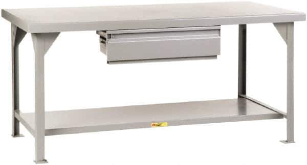 Little Giant - 72 Wide x 36" Deep x 34" High, 7 Gauge Steel Workbench - Fixed Legs, Gray - USA Tool & Supply