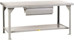 Little Giant - 72 Wide x 36" Deep x 34" High, 7 Gauge Steel Workbench - Fixed Legs, Gray - USA Tool & Supply