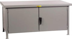 Little Giant - 60 Wide x 30" Deep x 34" High, 7 Gauge Steel Workbench - Fixed Legs, Gray - USA Tool & Supply