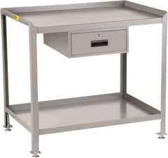 Little Giant - 1 Drawer, 2 Shelf Workstation - 2,000 Lb Capacity, Steel with Flush Front Edge Top, Gray, 24" Wide x 39" High x 48" Long - USA Tool & Supply