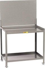 Little Giant - No Drawers, 2 Shelf Workbench with Pegboard - 2,000 Lb Capacity, Steel with Flush Front Edge Top, Gray, 24" Wide x 45" High x 48" Long - USA Tool & Supply