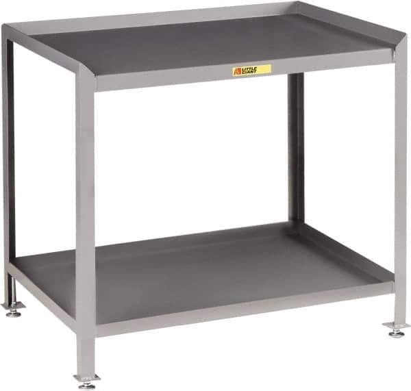 Little Giant - No Drawers, 2 Shelf Workstation - 2,000 Lb Capacity, Steel with Flush Front Edge Top, Gray, 24" Wide x 39" High x 36" Long - USA Tool & Supply