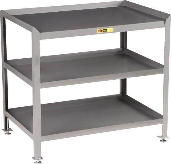 Little Giant - No Drawers, 3 Shelf Workstation - 2,000 Lb Capacity, Steel with Flush Front Edge Top, Gray, 24" Wide x 39" High x 36" Long - USA Tool & Supply